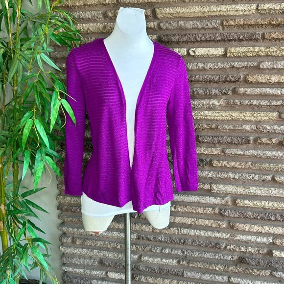 Alfani Fuchsia Purple Open Weave Open Drape Lightweight Cardigan Sweater Small - Picture 6 of 6